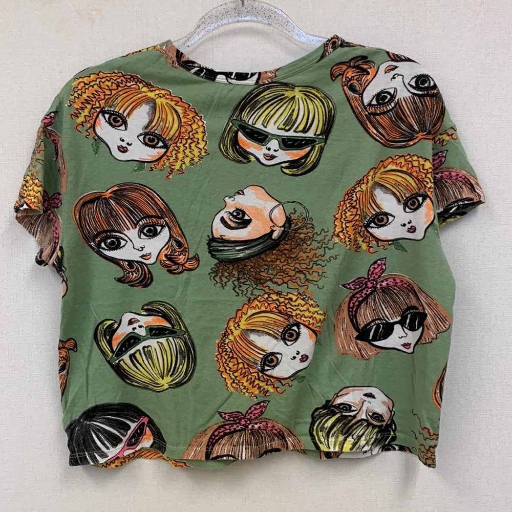 Zara "Cool Metro Chicks" Oversized Cropped Tee • Sz S - Picture 5 of 7
